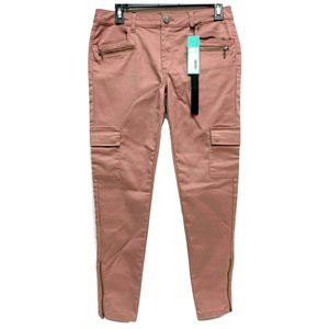 Pale Pink Tinsel Skinny Cargo Pant W/Zipper